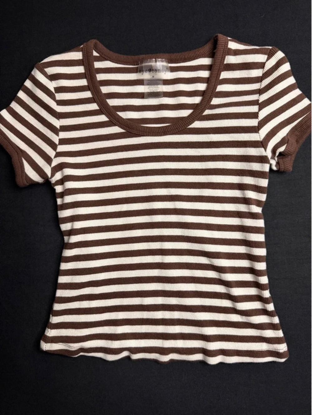 Brown and white striped top
